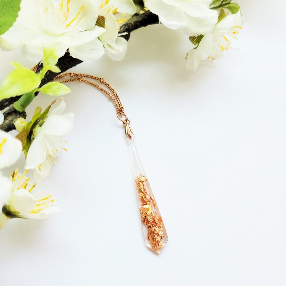 Crinkled Copper Pendant Necklace Handmade Small Geometric Pendant Necklace